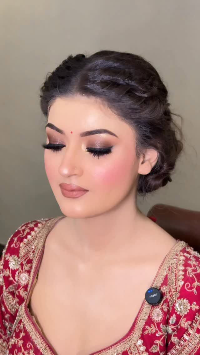 Bridal updo hairstyle and makeup for sangeet night — Shubhangi Makeup Studio Nanded